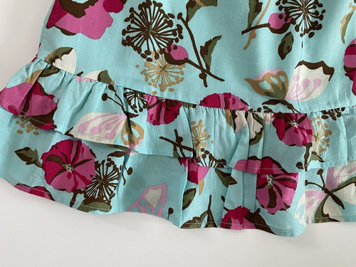 Baby Gap Floral Dress Blue Pink Lined Ruffled Cap Sleeve Size 4 Years NWT - Picture 3 of 3