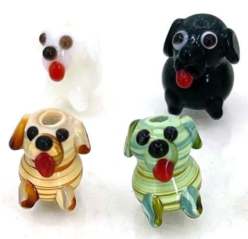 8 Handmade Lampwork Glass Lovely Puppy Dog Beads Multiple color - Afbeelding 1 van 4