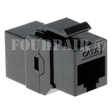 CAT6 Inline Coupler Keystone RJ45 Female to Female Snap-In Jack Insert - Black