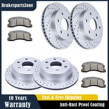 Front and Rear Brake Rotors Pads for Chevrolet Silverado 1500 1999-06 Slotted