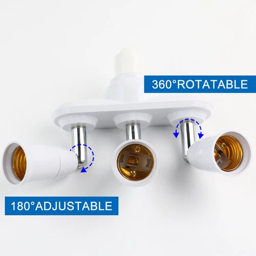 3 in 1 Light Socket Splitter Adjustable 3 Way Adapter E26/E27 Socket Converter - Picture 8 of 11