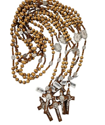 12 x Wholesale Rosary Virgin Mary Wooden Rosary Prayer Beads