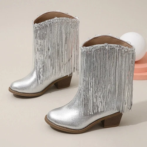 Girls Boots Autumn Winter Toddler Kids Princess Fashion Middle Calf Cowboys Boot - Imagen 9 de 30