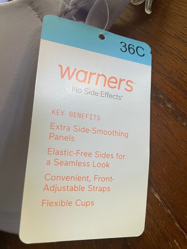 New Warner's Lilac RB1691A Cloud 9 Underwire Soft Back Smoother Bra 34D 36C - Picture 4 of 7