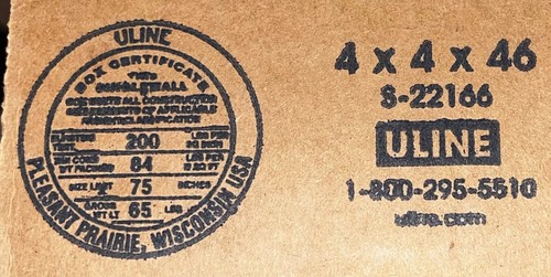 4" x 4" x 46" CARDBOARD BOX - 200lb - SINGLE BOX - TALL - Picture 2 of 5