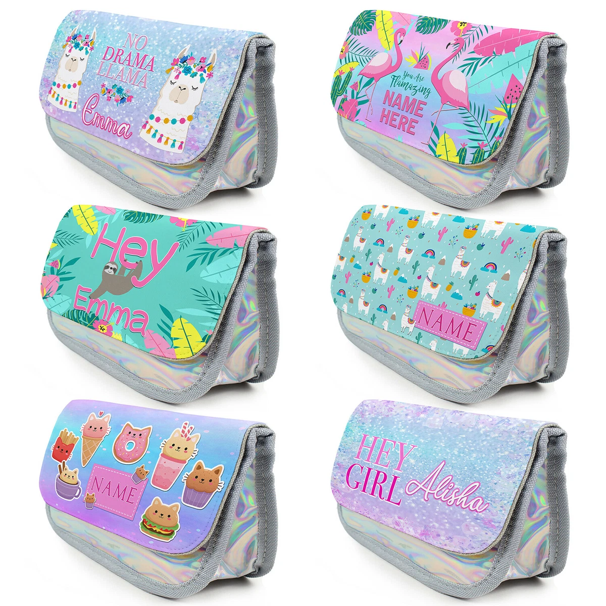 Personalised Pencil Case Girls Llama School Bag Girly Sloth Kids Flamingo  Gift