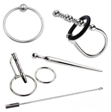 Set of 5 ~ BRAND NEW ~ Stainless Steel PENIS PLUG Dilator Beaded Cock Sex Toys