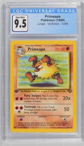 CGC 9.5 GEM MINT 10 Primeape 1st Edition Jungle 43/64 Pokemon 1999 Non-Holo