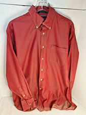 Tommy Hilfiger Men's 80's 2 Ply Fabric Red Long Sleeve Button Down Shirt Size L