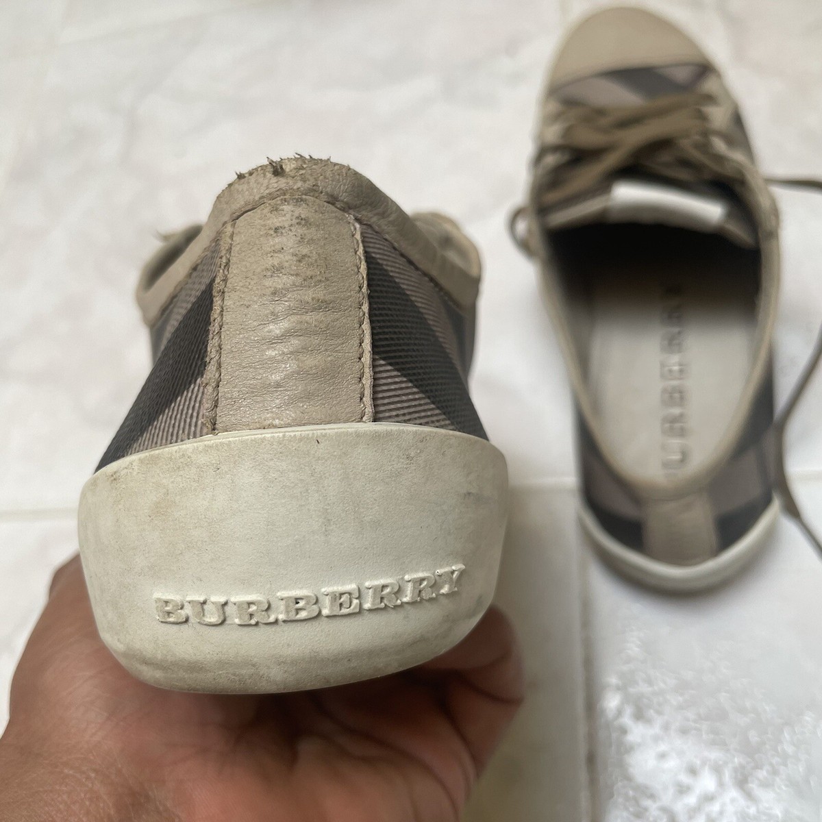 スニーカー BURBERRY Woman Sneakers Grey 8094483 BURBERRY SHOES SNEAKERS WOMEN'S Nova check lace up Canvas