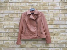 M&s Real Leather Biker Jacket Brown - Size 14 - Bnwt - Rrp £249