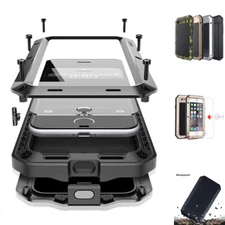 For iPhone SE 7 8 Plus Case Metal Aluminum Shockproof Heavy Duty Glass Cover