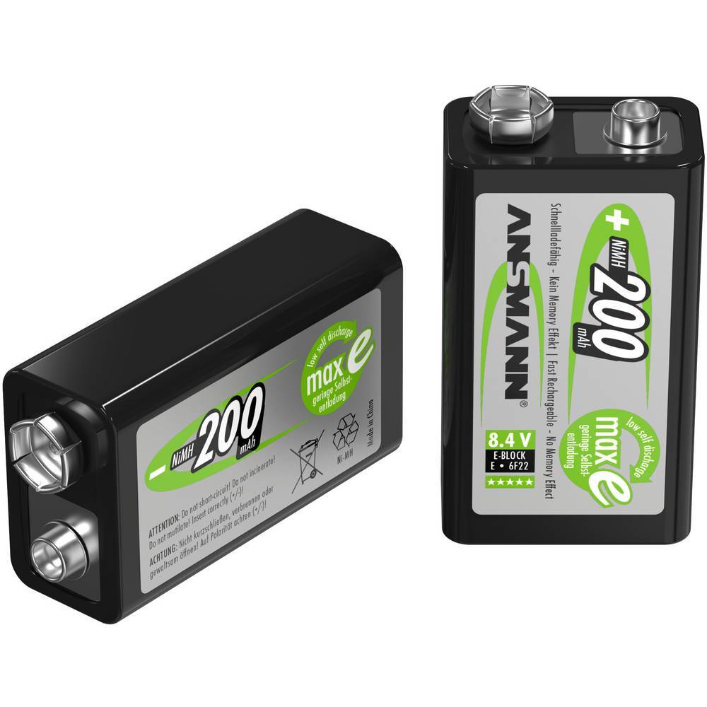 Ansmann maxE 6LR61 Batteria ricaricabile da 9 V NiMH 200 mAh 8.4 V 1 pz.