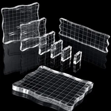 7 PCS Acrylic Stamp Blocks Set Clear Stamping with Grid Grip for DIY Crafts N816
