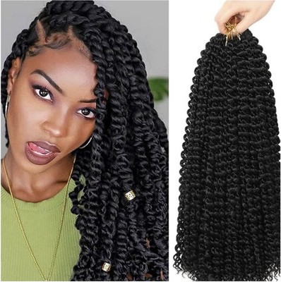 Passion Twist Hair 16 Inch 132 Strands Water Wave 16Inch (Pack of 6) 1B#