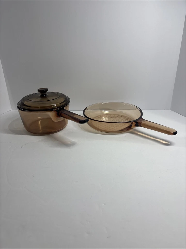 "Corning Visions cacerola de 1 litro y sartén con fondo de gofre de 7"" - Juego de 3 piezas - Francia" Foto 2 de 4