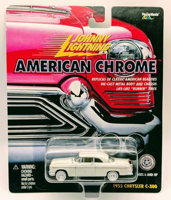 2000 Johnny Lightning American Chrome 1955 Chrysler C-300 1/64 White Lightning