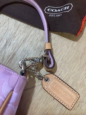 COACH Signature Demi Mini Pouch Shoulder Bag Canvas Leather Pink