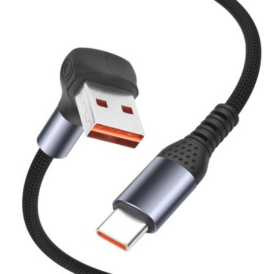 Yacsejao rechtwinkliges USB A auf C Kabel 90 Grad 66 W A Typ 0,6 Fuß/20 cm