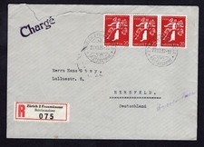 Suisse lot lettre recommandée affranchissement multiple Michel n° 354 Zurich