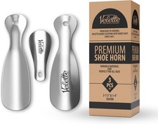 Velette 3-Pack Metal Shoehorn - 2 Set 7.5" Long Shoe Horn,1 Set 4" Travel Shoe H