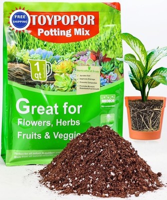 Potting Soil 1 qt TOYPOPOR Indoor Houseplants Contains Perlite Peat Moss Coco