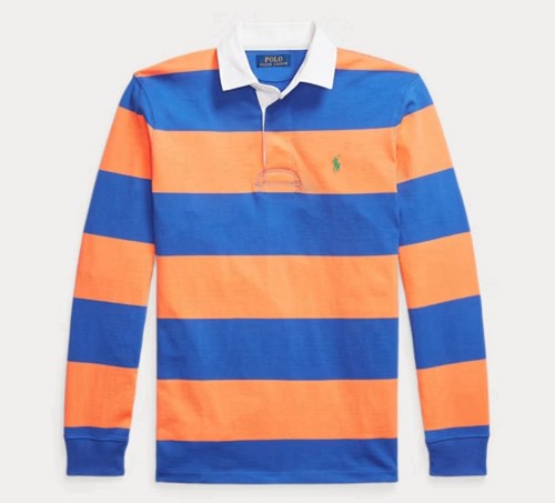 Polo Ralph Lauren The Iconic Rugby Shirt Orange Blue Striped XXL New NWT - Picture 5 of 6