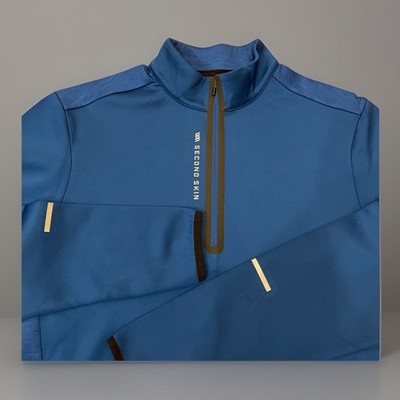 SECOND SKIN Men's Large Blue Training 1/4 Zip Long Sleeve Pullover