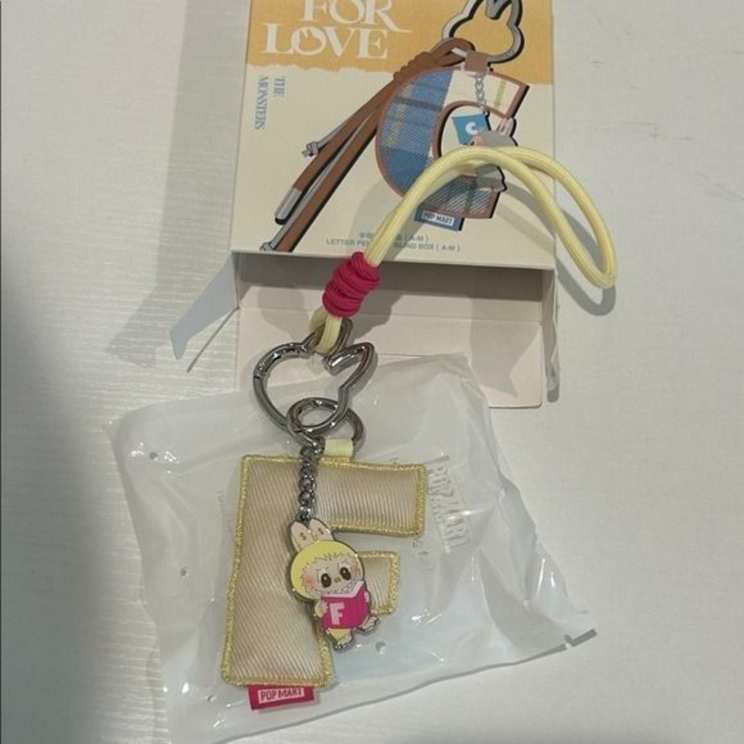 Pop Mart Labubu Pin For Love Quilted Letter keychain pendant