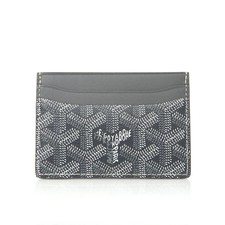 New Goyard Saint Sulpice Card Holder Wallet Grey Goyardine Canvas  Calf Skin