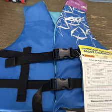 Stearns Youth Life Jacket Flotation Vest Blue Buckles Straps 50-90 lbs