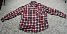 Woolrich Woolen Mills Men's Red and Blue Plaid Button Front Shirt Size XL