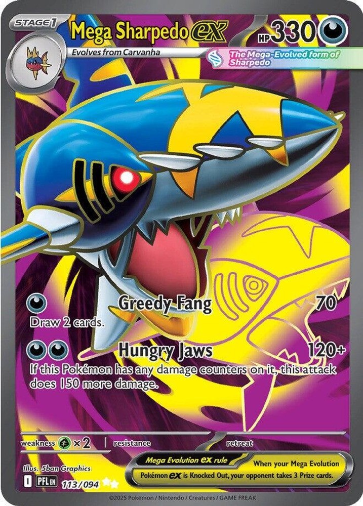 Mega Sharpedo ex Holofoil NM Ultra Rare Phantasmal Flames 113/094