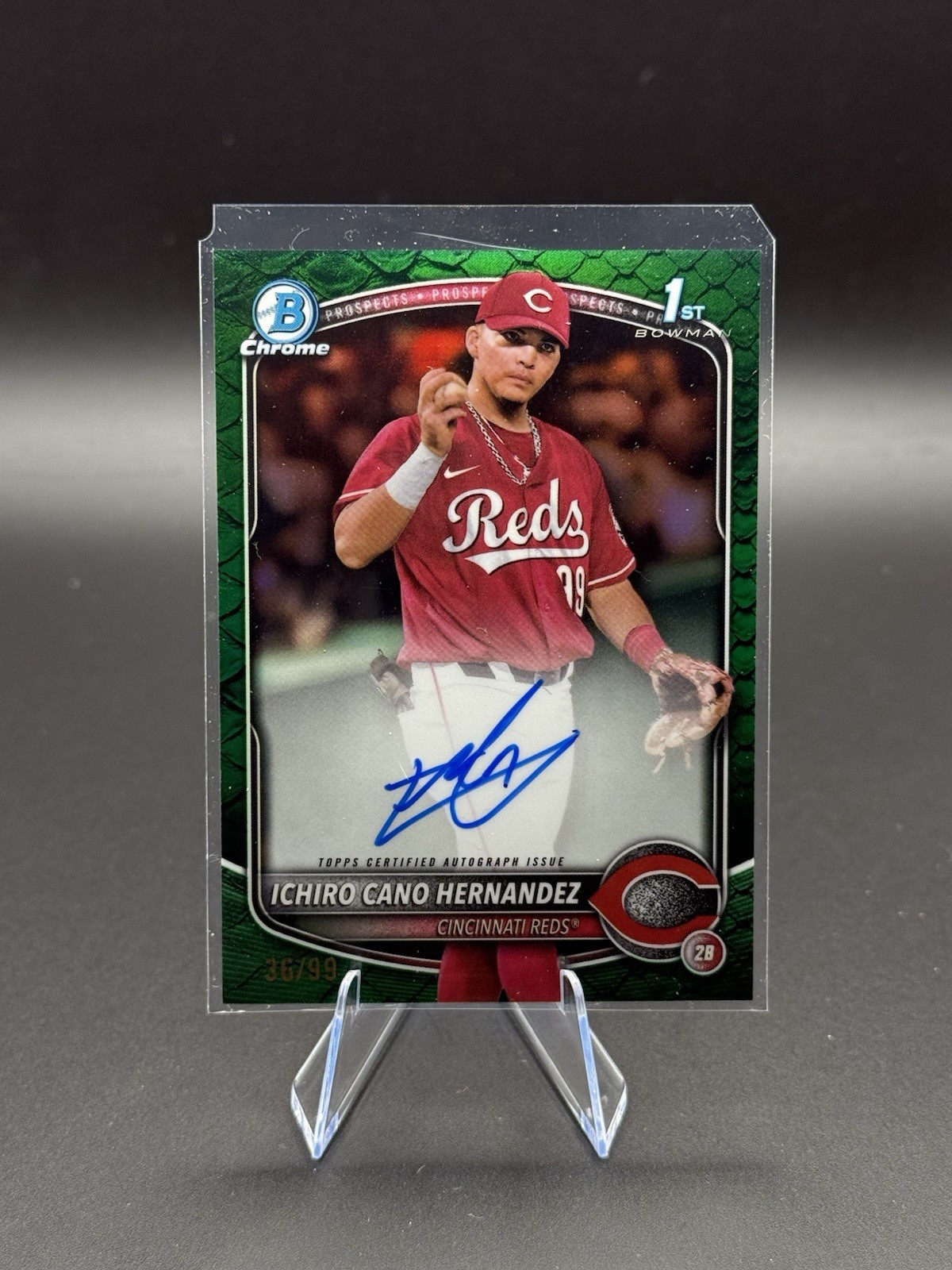 2025 Bowman 1st Chrome #CPA-IC Ichiro Cano Hernandez RC /99 Green Reptilian Auto