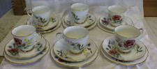Vintage Royal Grafton Fine Bone China Red roses 6 x Trio Cup saucer Side Plates