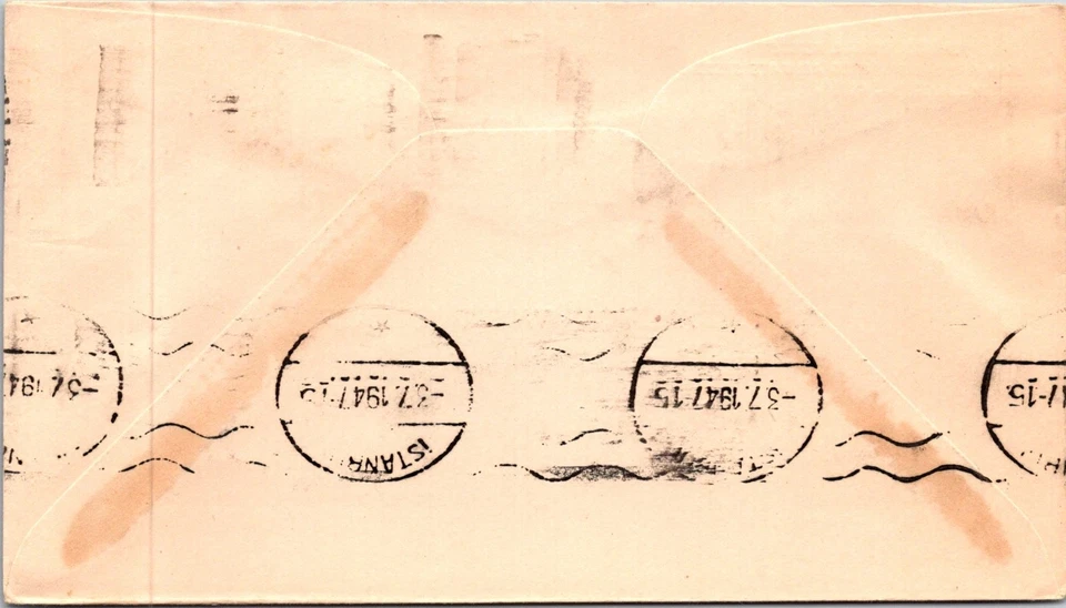 INDIA 1947 CACHET PRIMER CLIPPER CORREO AÉREO CUBIERTA DE VUELO A TURQUÍA MATASELLOS CALCUTTA Foto 2 de 2