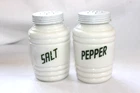 Vintage Hazel Atlas White Milk Glass Salt & Pepper Shakers 1950's