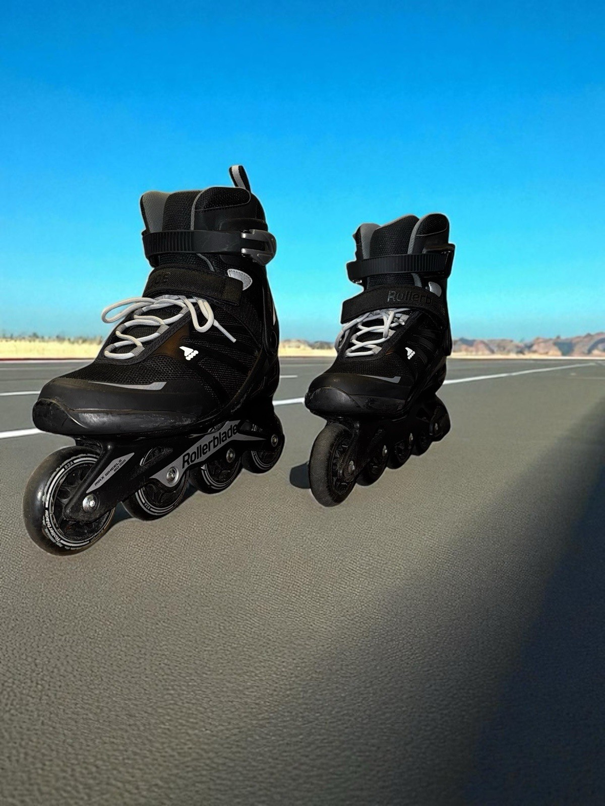 Rollerblade Zetrablade Womens Inline Skates Size 8 Black Silver EUC