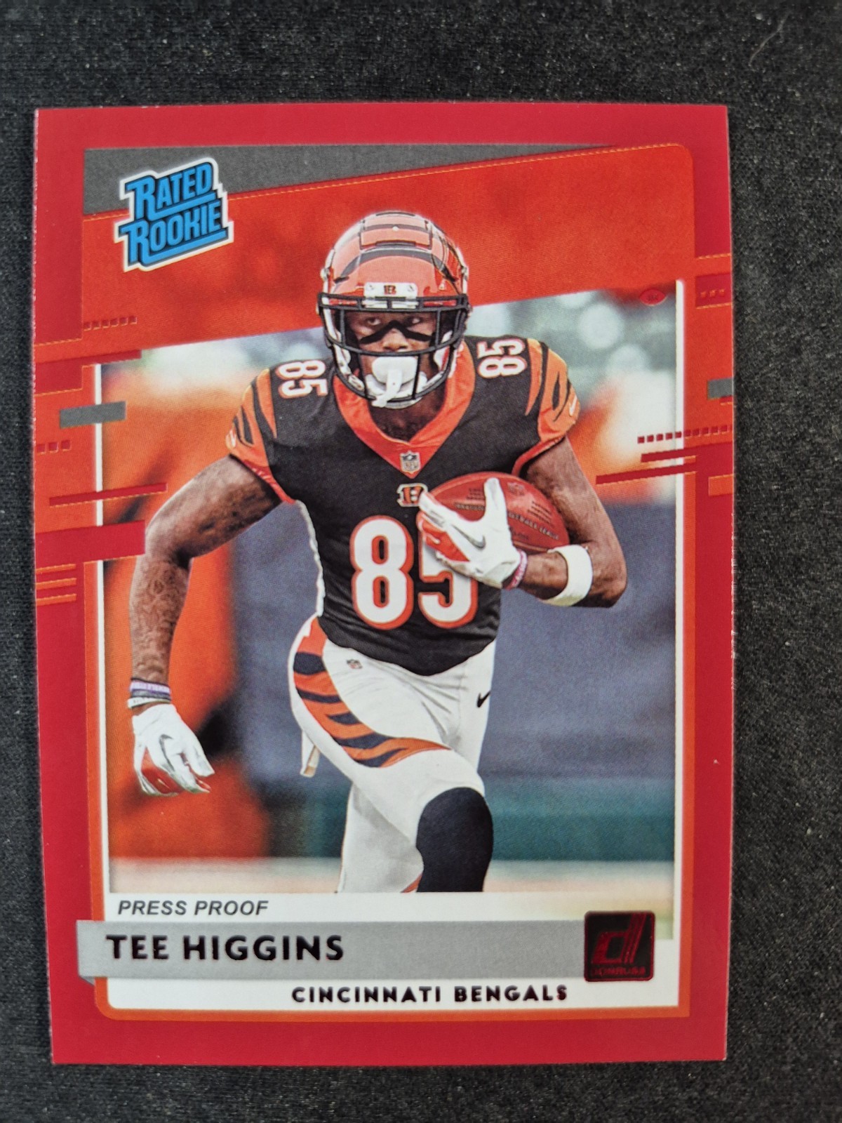 2020 Panini Donruss - Rated Rookie Tee Higgins #310 Press Proof Red RC Bengals