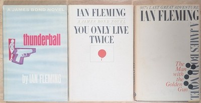 007 Thunderball, Live Twice, Golden Gun By Ian Fleming Lot Of 3 HCDJ 1960s. BCE 