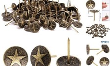 100pcs Upholstery Tacks, Decorative Nails Thumb Tacks  16x20mm Star Bronze
