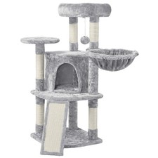 42" Cat Tree Tower for Indoor Cats, Cat Condo w/Perch Hammock, Activity Center