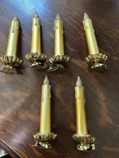 Candle Clip Ornaments Vintage Gold Lot of 6