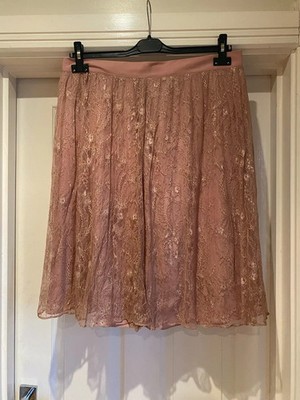 Kaliko Ladies Peach Nude Lace Knee Length A-Line Skit UK16