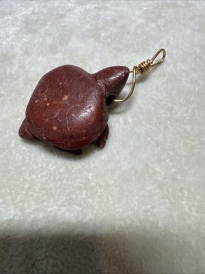 VTG Native American Carved Pipestone Turtle Fertility Fetish Pendant Signed
