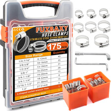 175Pcs 304 Stainless Steel Rust Proof Worm Gear Hose Clamps,Adjustable Hose Clam