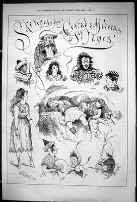 Antiker alter Druck 1875 Theater Conrad Medora St. James Theater Dower Wilson
