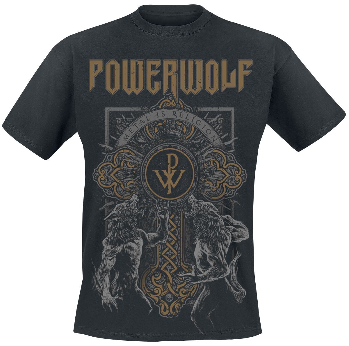 Футболка Powerwolf Herren Wolf Cross schwarz Band-Товары Группы 6690₽