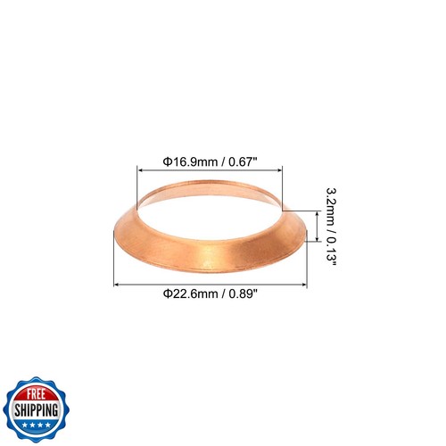 PATIKIL Flare Gasket, 10Pcs Fit for 3/4" Tube Size 45 Degree Copper Flared Pi - Picture 2 of 5
