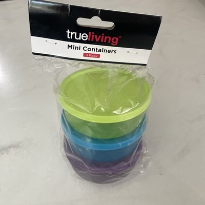 true living mini small containers with lids 3 pack green blue purple